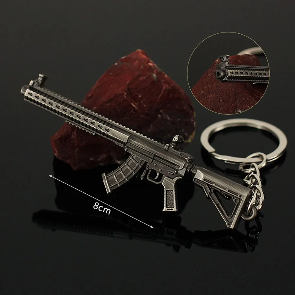 Mini MK47 Mały Model Broni Zabawka Stopowy Brelok Dekoracja 8cm Akcesoria do Gier Figurki Akcji Zabawka dla Dzieci Prezent na Boże Narodzenie ZG415