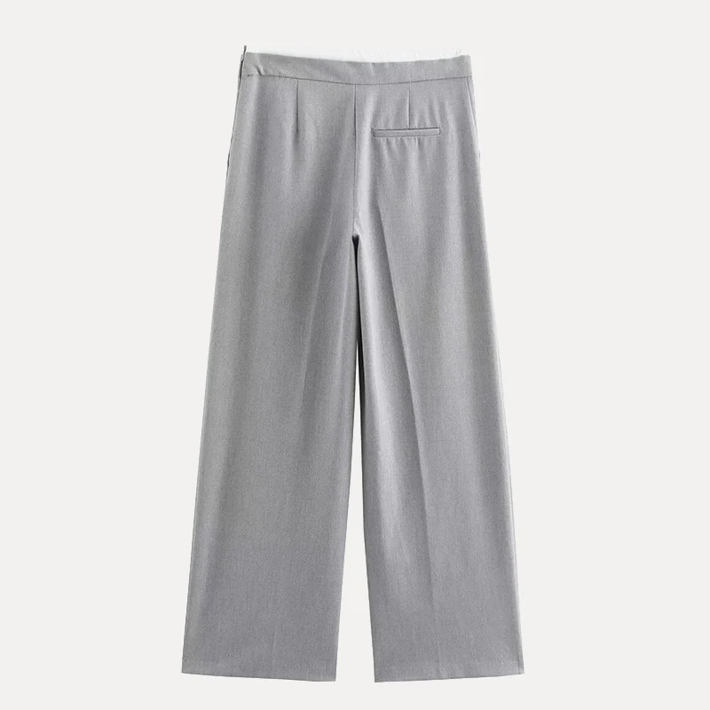 กางเกงลำลองขากว้างใส่สบายสำหรับผู้หญิง แฟชั่นฤดูใบไม้ผลิ กางเกงขากว้างเอวสองชั้น กางเกงขายาวลำลองอเนกประสงค์