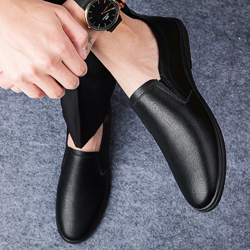 Mocassins décontractés de luxe pour hommes, chaussures classiques confortables, minimalistes, pour personnes âgées, bureau d'affaires, robe d'affaires, chaussures en cuir véritable