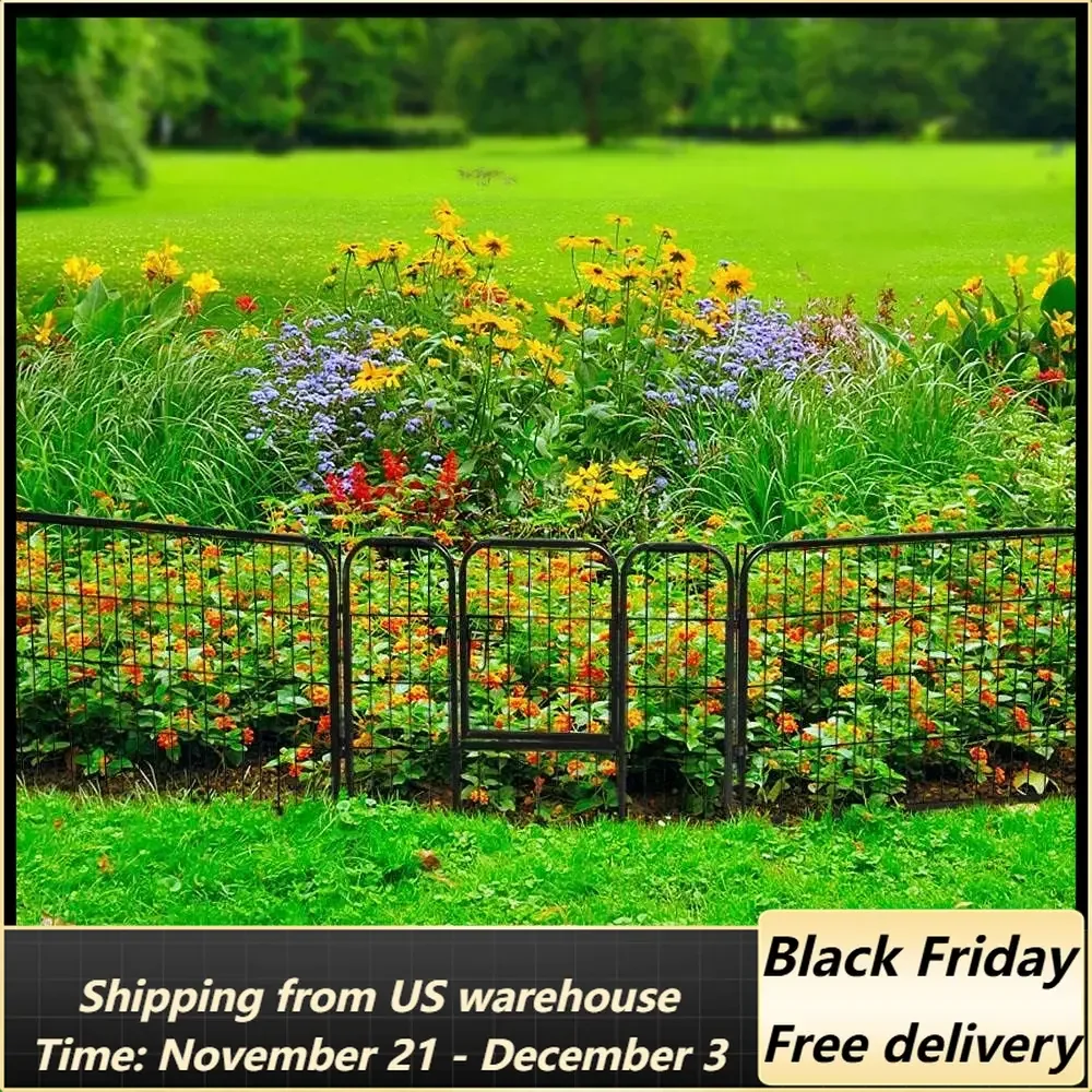 Decorative Garden Fence - 24in x 43ft Rustproof Folding Fencing Landscape Patio Flower Bed Animal Barrier Border