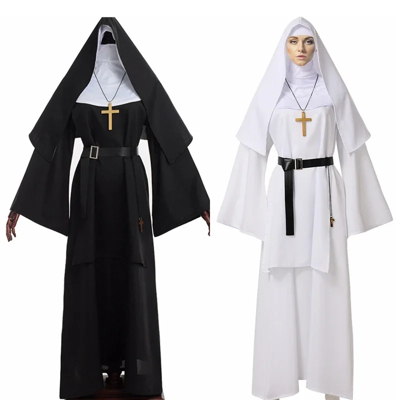 Kostium na Halloween zakonnicy dla kobiet ubierają przerażające sukienki cosplay Mary priest