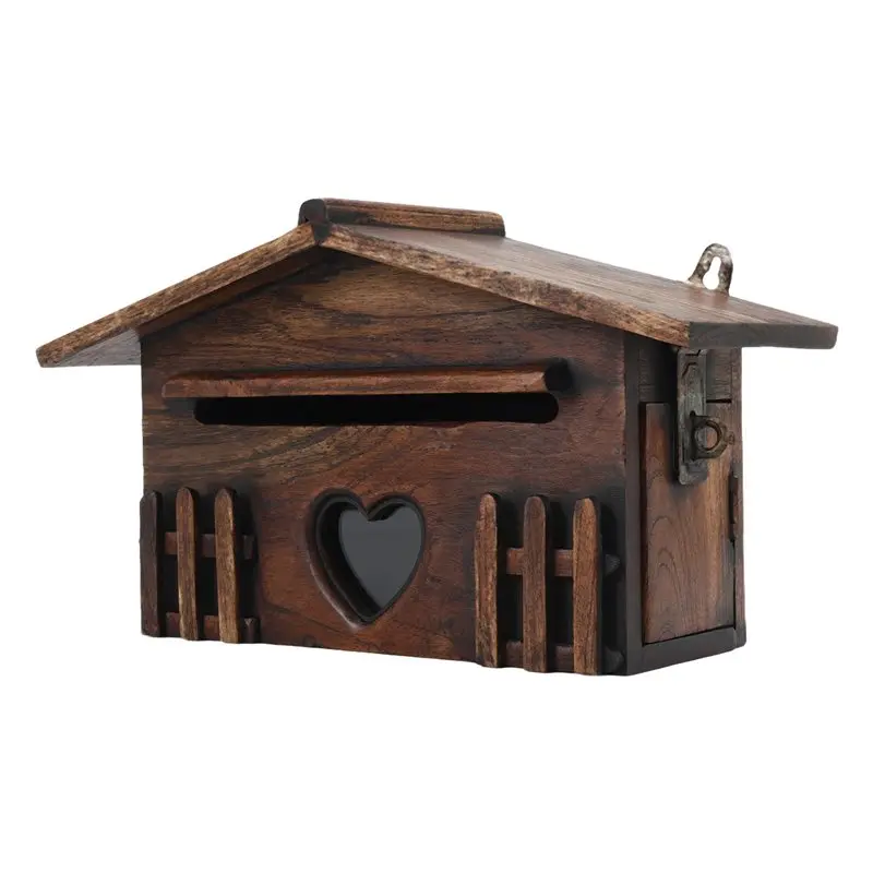 Exquisite-Retro Wooden Post Box Exquisite Mailbox Outdoor Rainproof Suggestion Box Creative Letter Box For Home Office Supplies