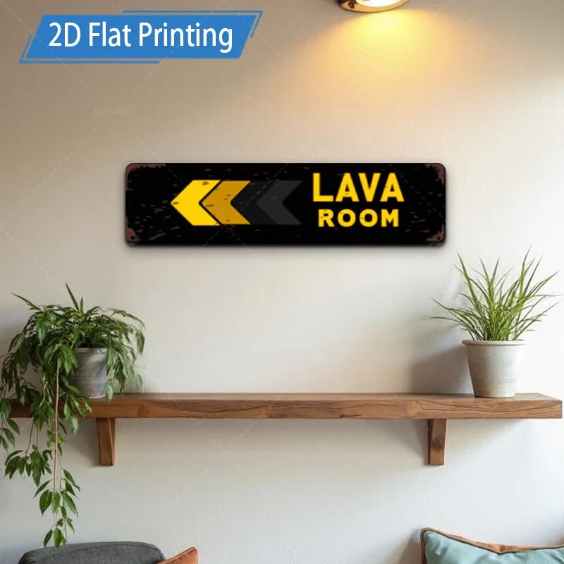 [2D FLAT] ป้ายโลหะ 1 ชิ้น, ป้ายห้องลาวาขนาด 4×16 นิ้ว งานศิลปะติดผนังโลหะ ภาพพิมพ์ 2D แบบแบน สำหรับตกแต่ง