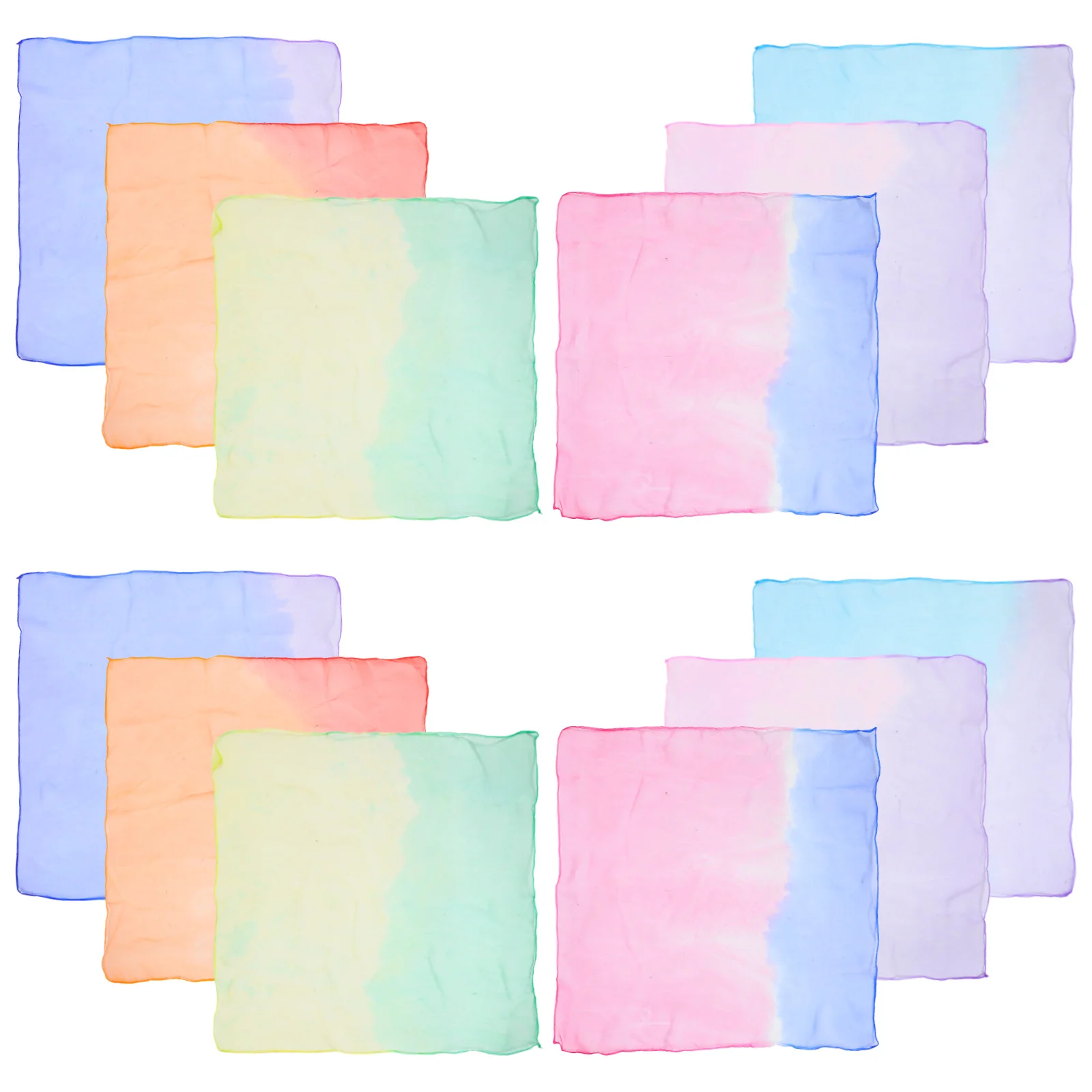 

12 Pcs Kids Juggling Scarves 60cm Chiffon Gradient Color Play Dance Accessories Performance Props