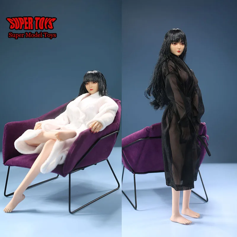 In Stock JIAOUDOLL JO23X-08 1/6 Female Soldier Full Set Black Long Haired Beauty Figure With Bathrobe Sofa12 Inch Action Figure