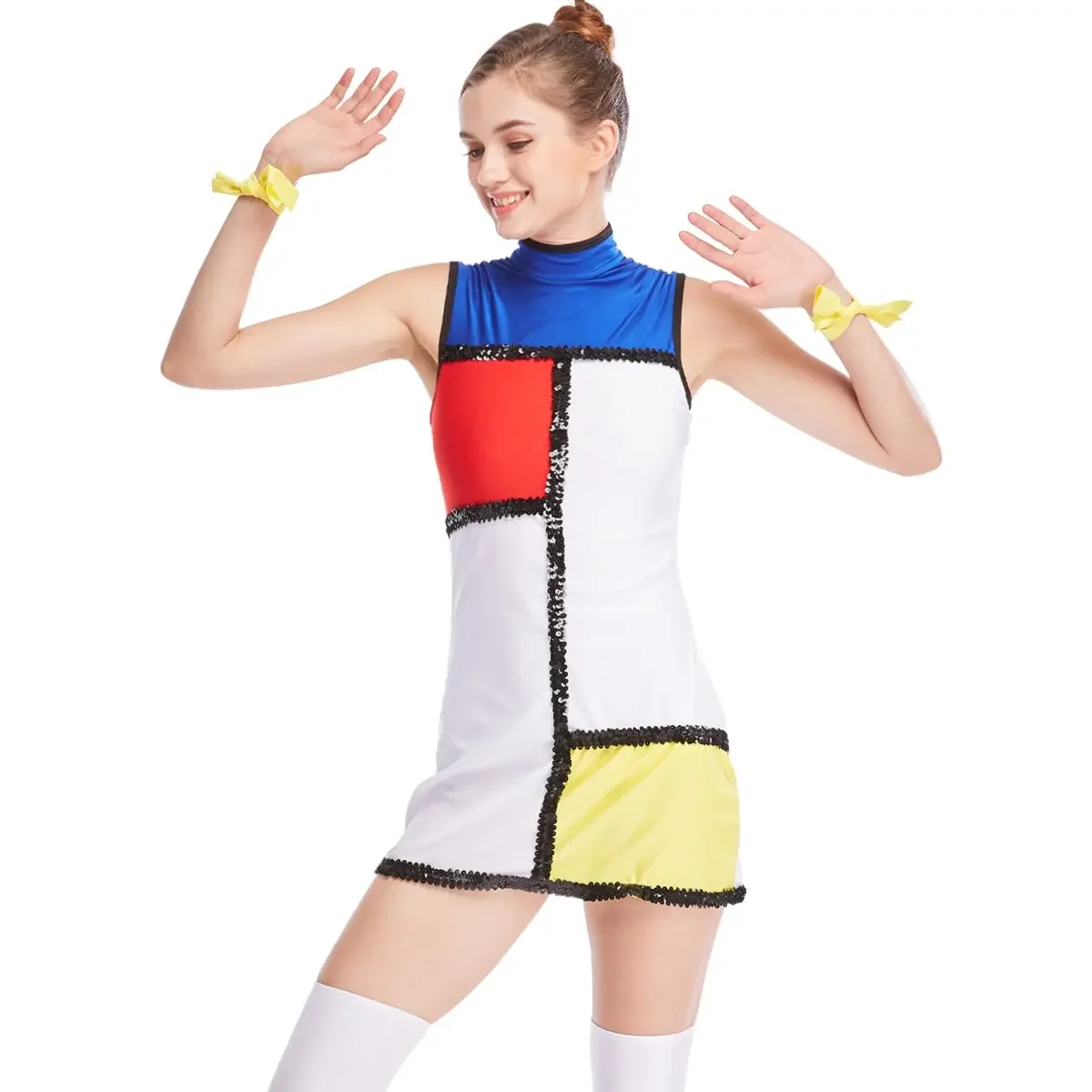 midee-mondrien-style-dress-color-block-twill-shift-jazz-costume-dance-dress-performance-wear-stage-clothes
