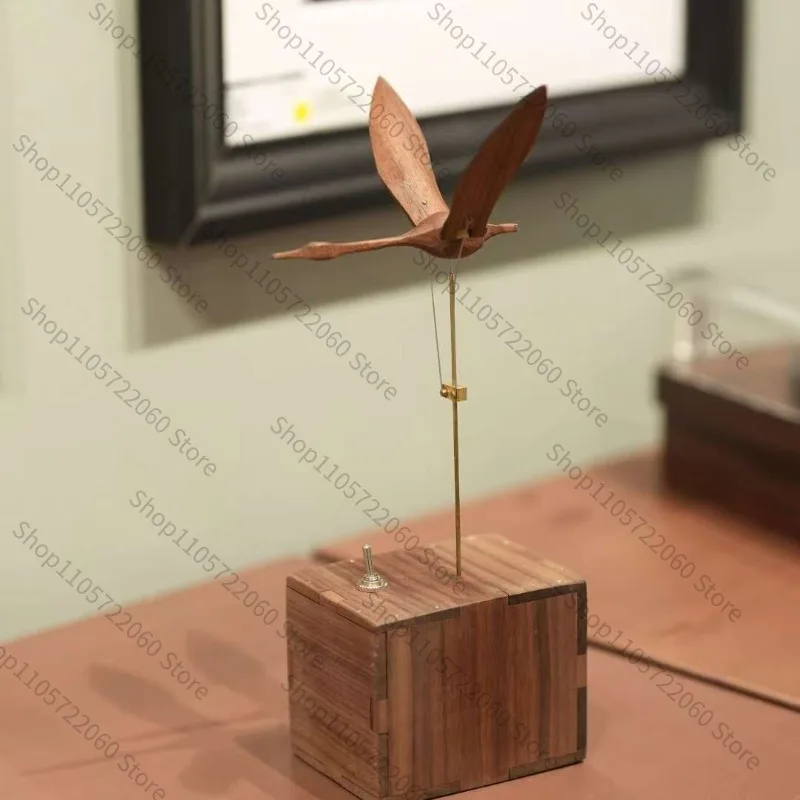 Flying Swan Solid Wood Handmade Creative Dynamic Desktop Ornament Birthday Gift Toy