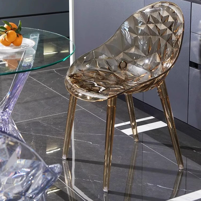 

French acrylic transparent dining chair designer back cafe light luxury stool Nordic negotiation crystal