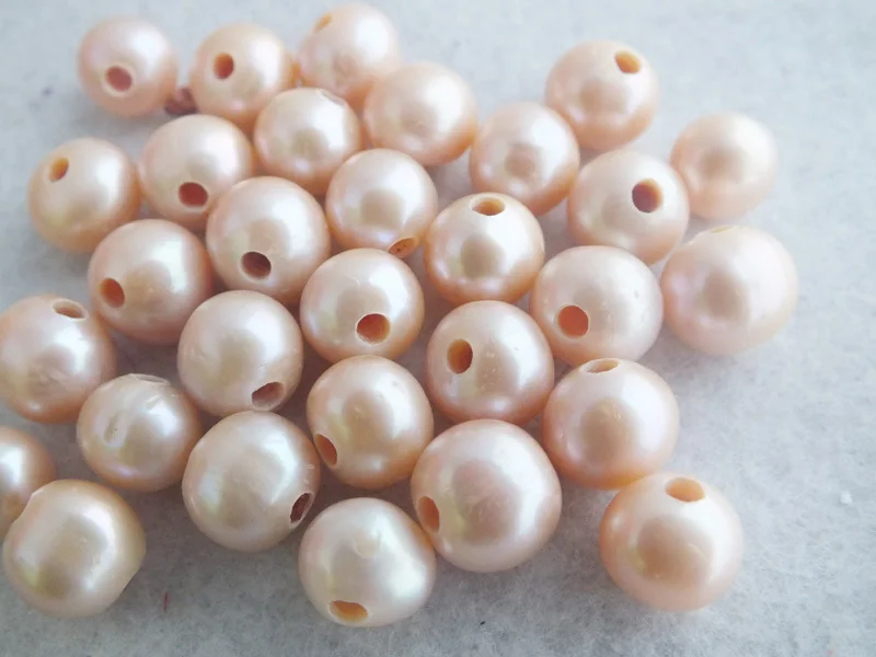 Bulk 100pieces/lot  9-10mm with 2mm hole Pink Freshwater pearl Round Pearl Jewelry Making