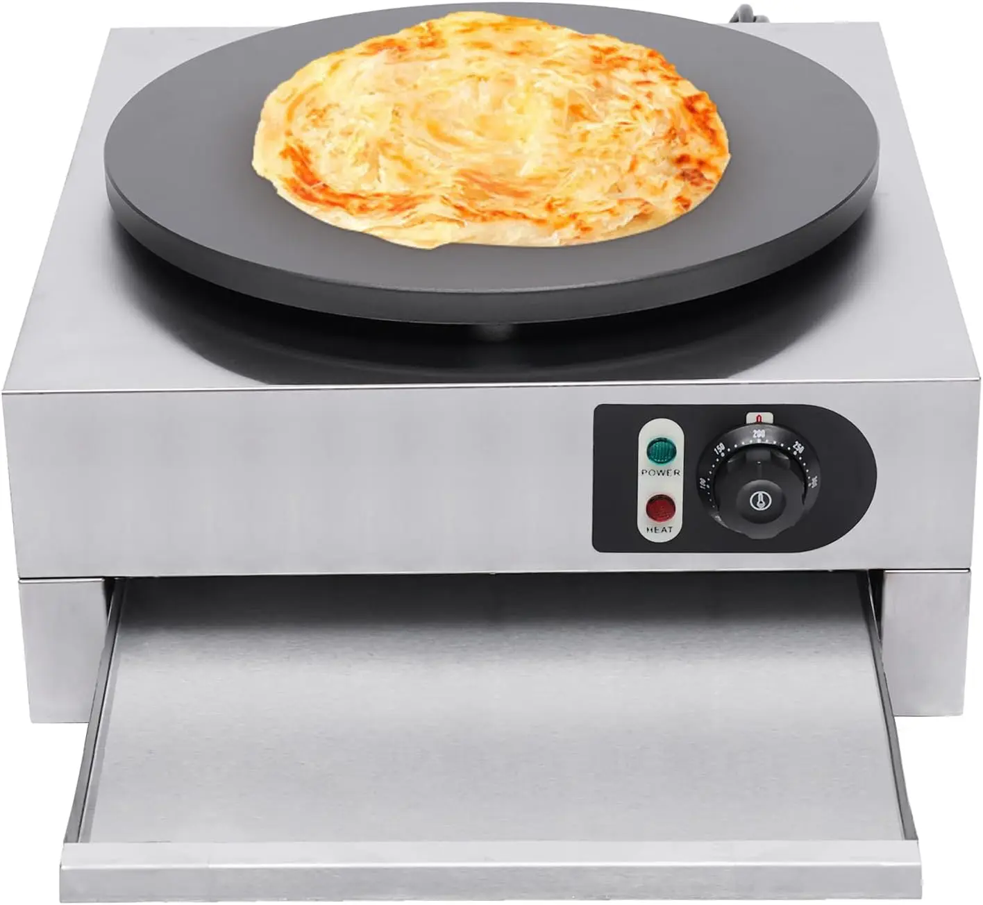 Máquina para hacer crepes eléctrica de 1500W, máquina para hacer tortitas antiadherente comercial de 16 pulgadas, plancha automática para hacer tortitas, temperatura ajustable