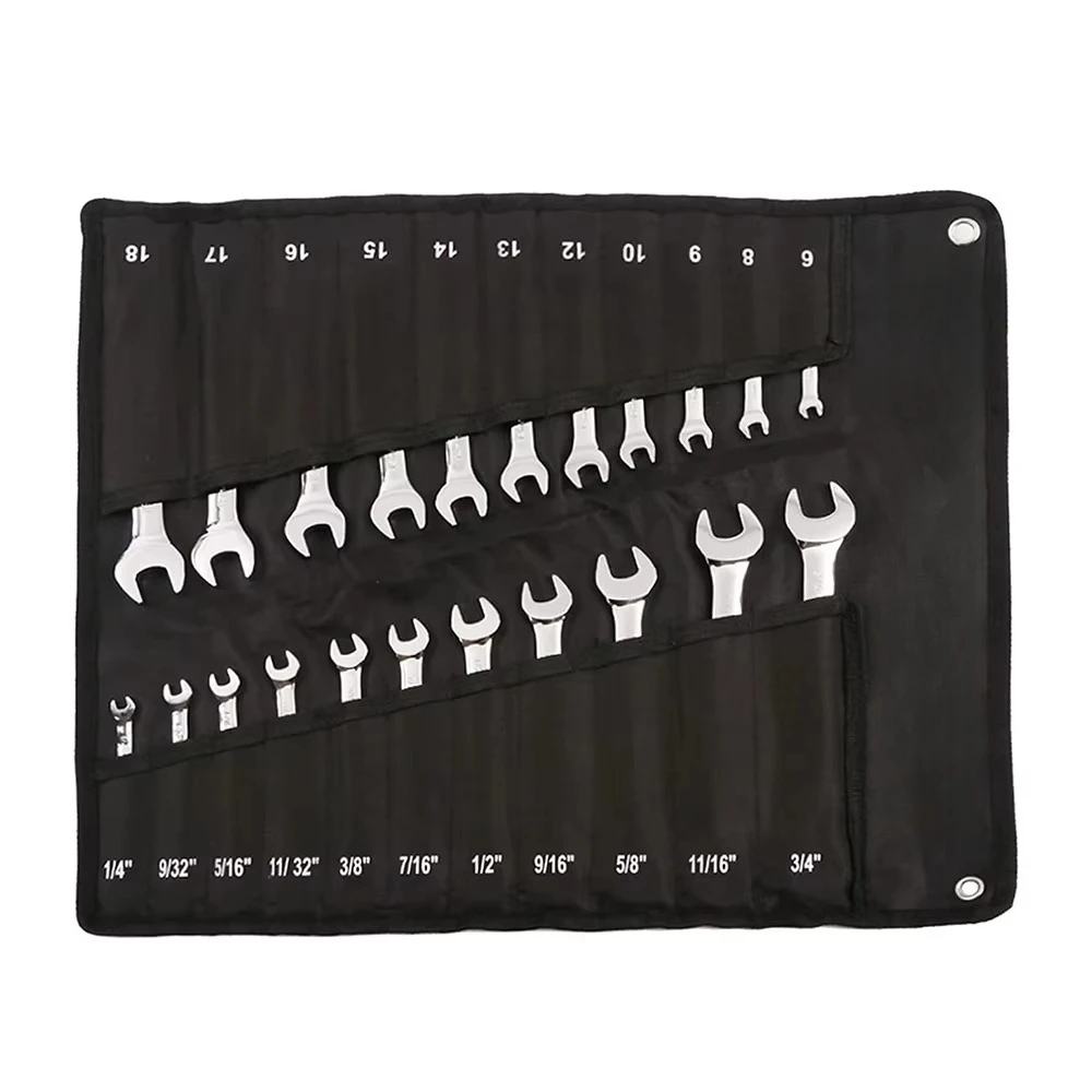 22 Pieces Metric Combination Wrench Ratchet Spanner Set for Household Auto Repair