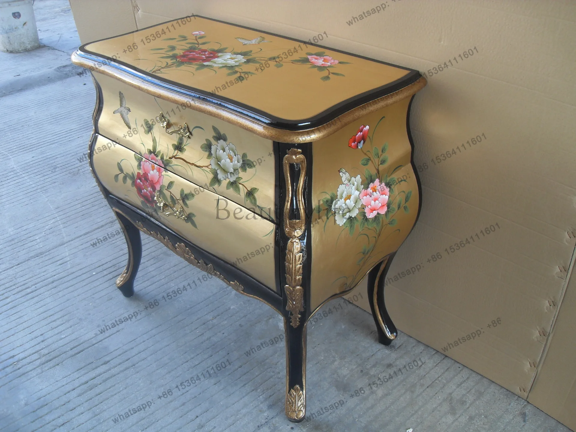 Ming and Qing classical furniture court gold foil cabinet hand-painted foyer entrance cabinet