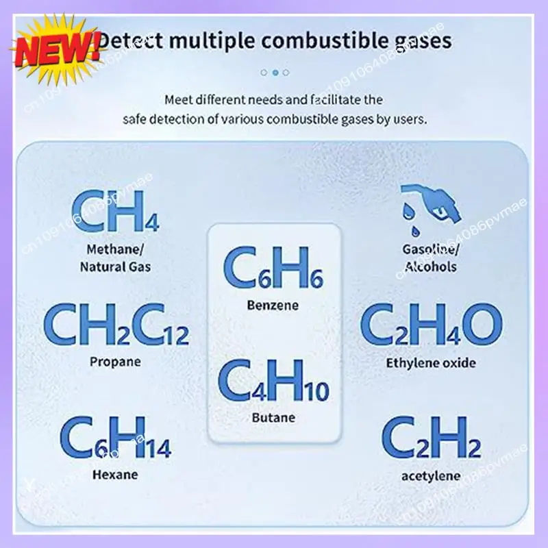 T24C 1 Piece Portable Natural Gas Detector Alarm Sound Methane Hexane With LCD Screen 2 AAA Batteries For Home A