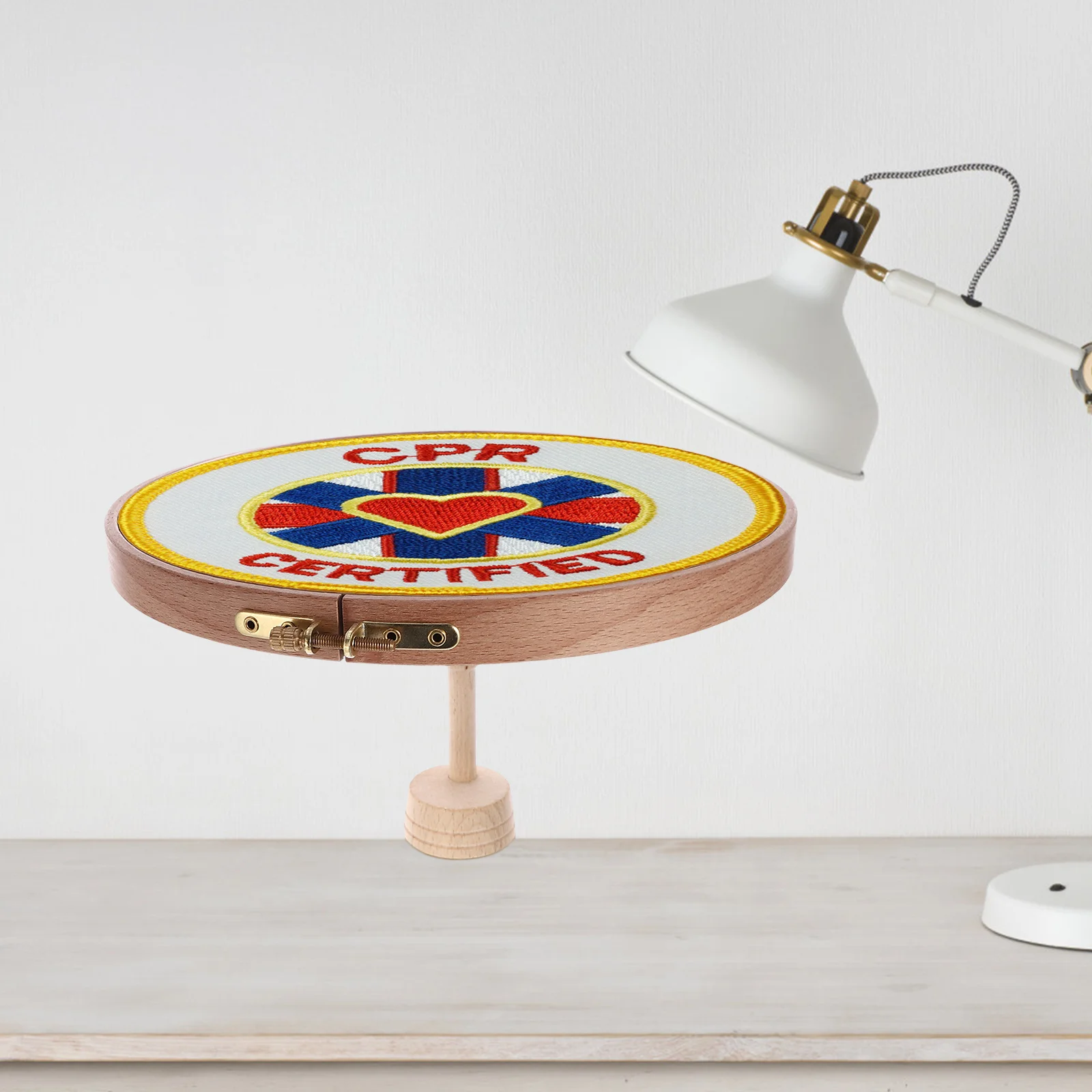 

Wooden Round Adjustable Embroidery Frame Desktop Cross Stitch Stand DIY Scrolling Holder Embroidery Rack Shelf for Table