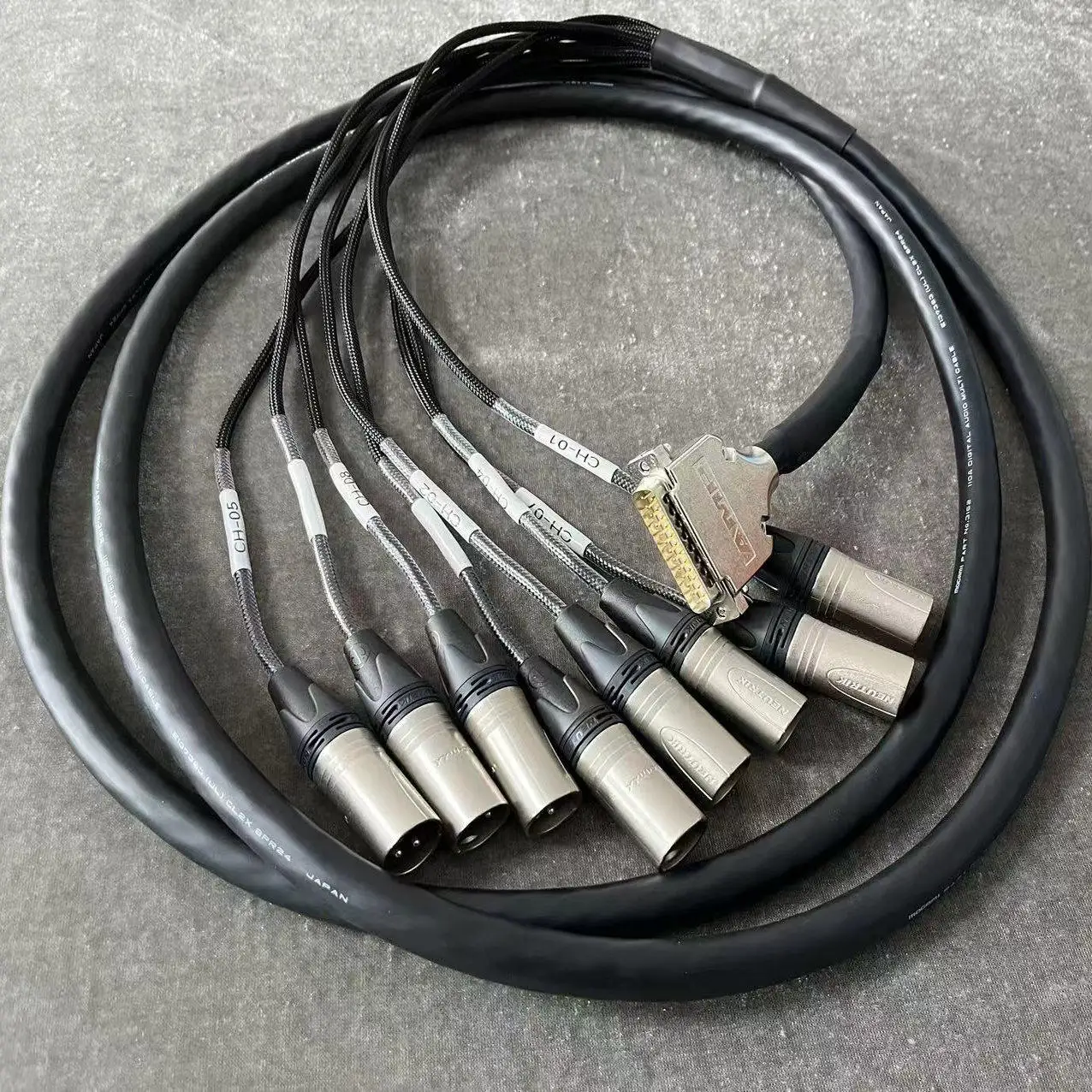 3162 Digital Audio Cable DB25 Male to Neutrik XLR Male Female 8-Channel AES/EBU Snake Bulk Wire  Multi-Brand Cables And Plugs