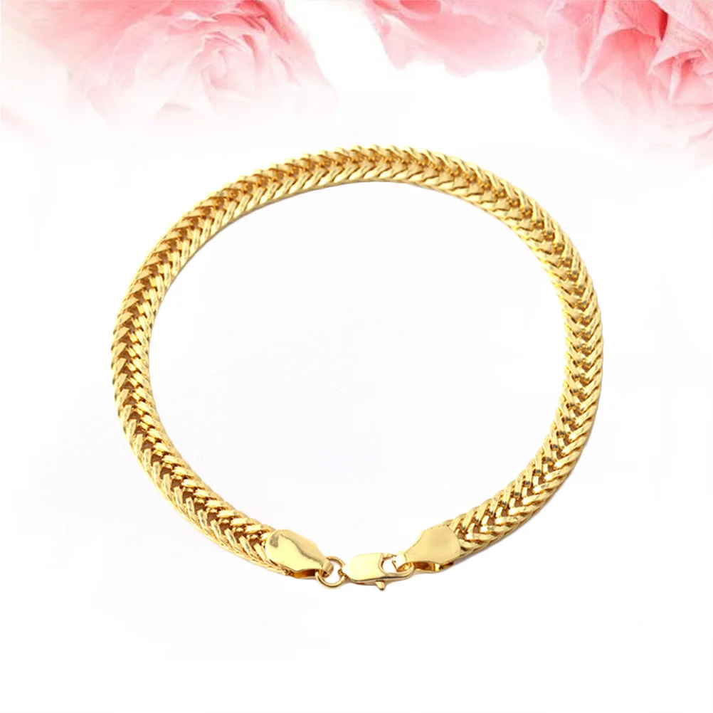 

2Pcs Copper Bracelet Link Chain Bangle Fashion Jewelry Gift High Polish Smooth Surface Suitable for Party Daily Wear