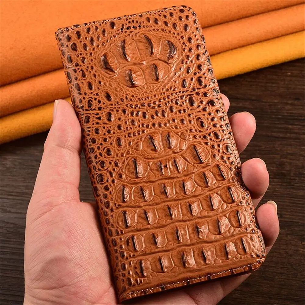 Retro 3D Crocodile Genuine Cowhide Leather Case for iPhone 16 15 14 13 Pro Max Card Slot Holder Cover