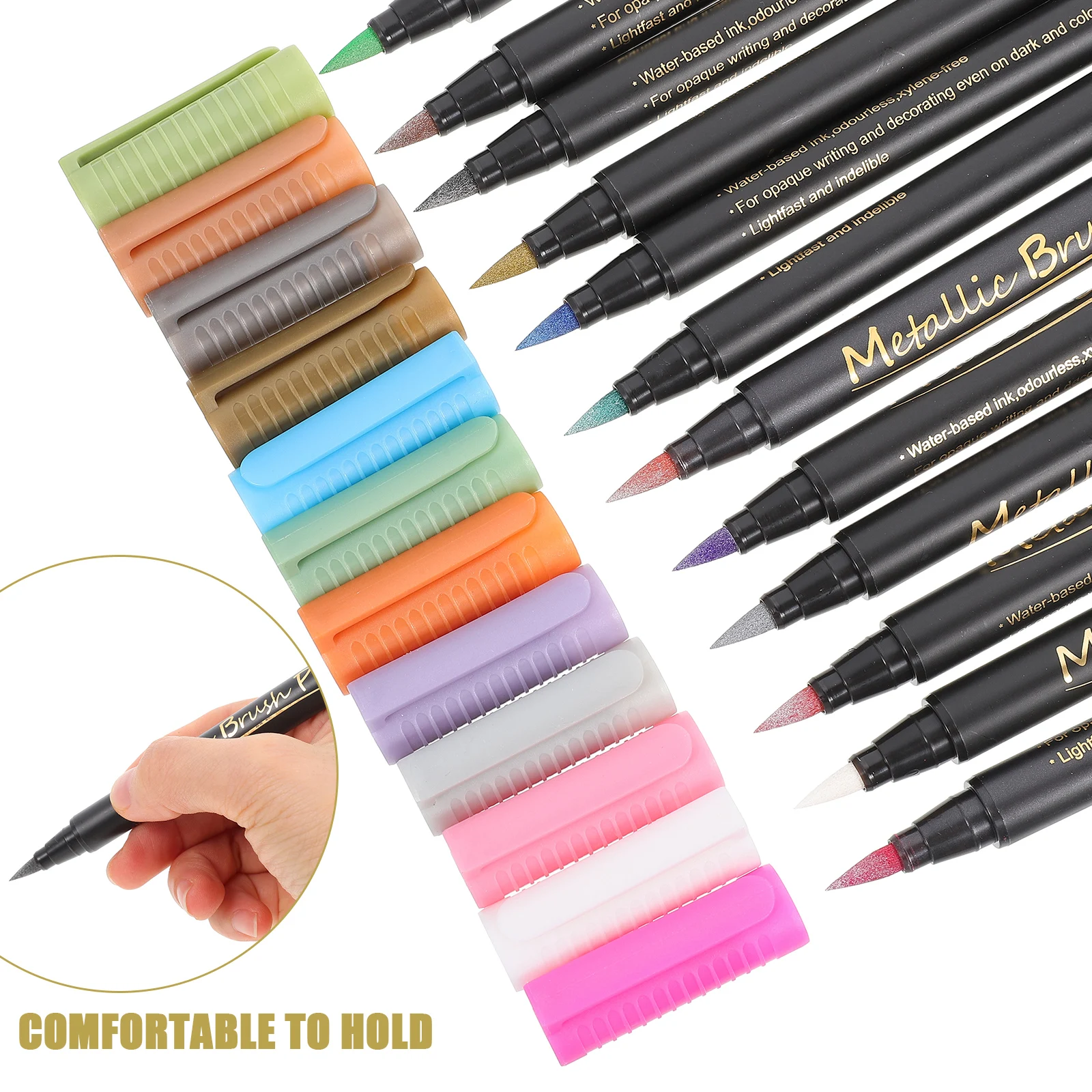 

12pcs Soft Head Marker Pens Metallic Colorful Markers for Adult Coloring Writing Smooth Painting Thin Markers