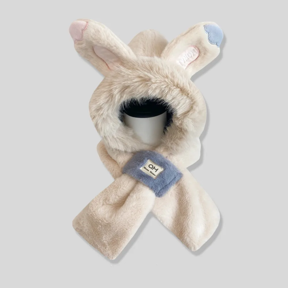 

Leisure Ear Protection Rabbit Ear Hat Thickened Winter Winter Beanie Warm Cute Bib Scarf Hat Female/Girls
