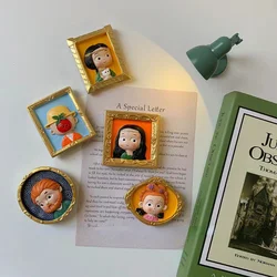 Van Gogh Mona Lisa Refrigerator Magnet Cute Cartoon Q Version Famous Painting Magnetic Sticker 3D Resin Home Decoration