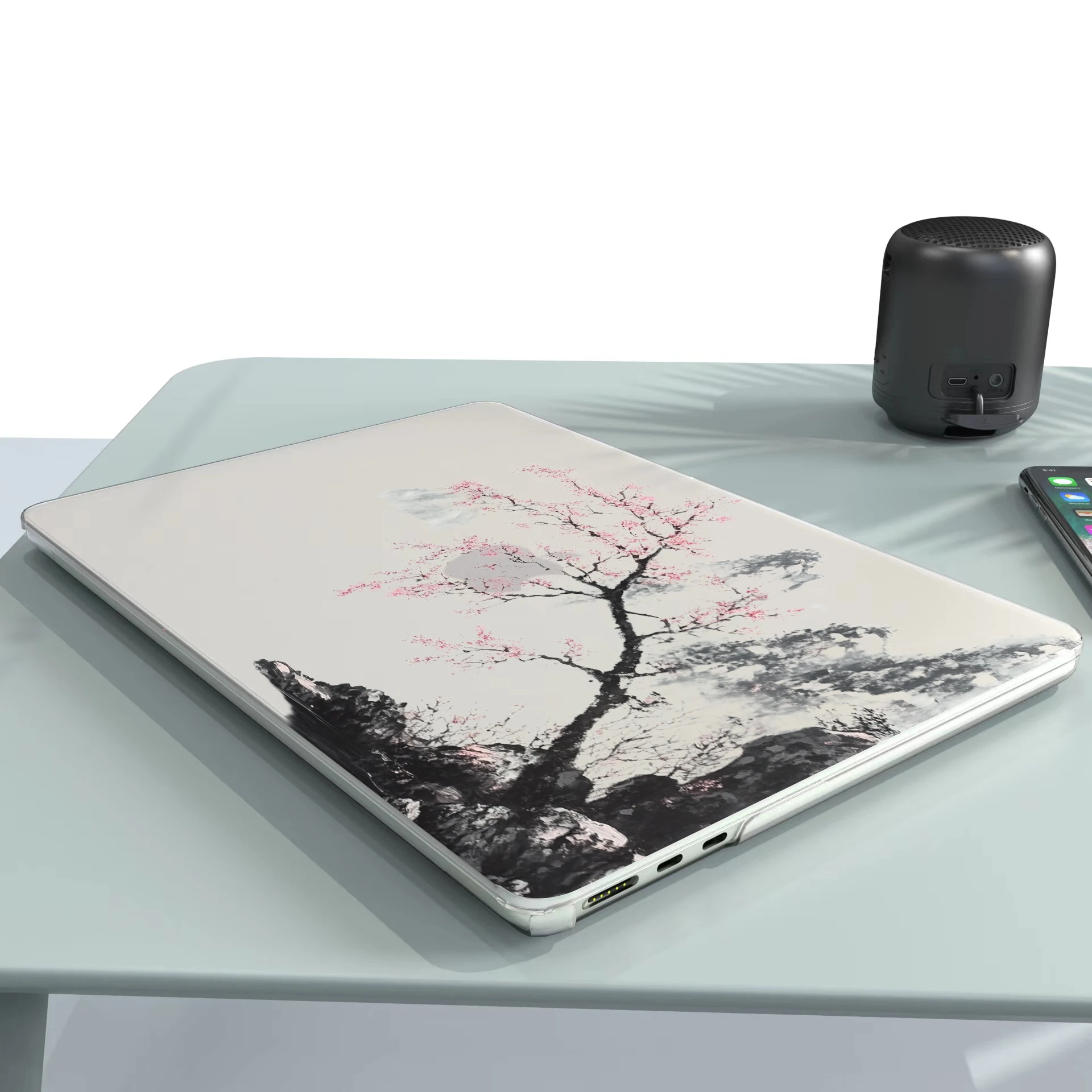 Ink-wash Cherry Blossoms Laptop Case for MacBook Neo 13 2026 A18 Cover for MacBook Pro 14.2 M4 Max 16 Air 13 15 M5 UV Print Case