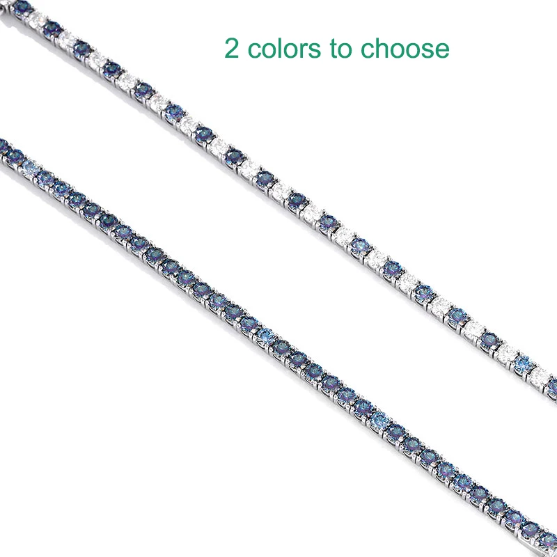 Smyoue Colorful 100% Real Moissnaite Tennis Bracelet for Women Full Diamond 3/4/5/6.5mm Gemstone 925 Sterling Silver Chain GRA