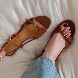 Summer Hollow Out Women Sandals Flat Sandals Luxury Design Buckle Strap Slingback Gladiator Rome Shoes Zapatos De Mujer