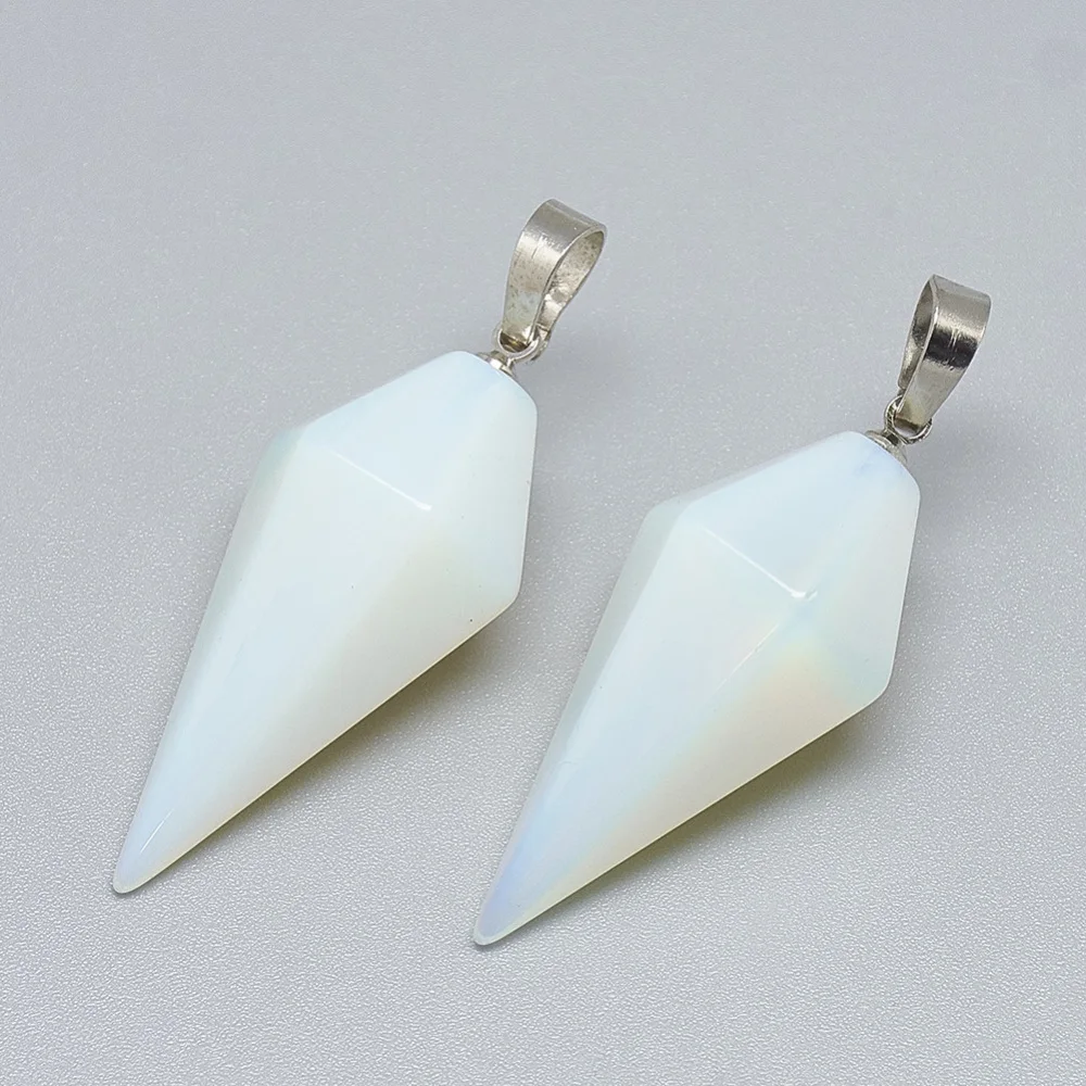 1 Pc Opalite Pendants with Platinum Tone Brass Findings Bicone Jewelry Making Charms for Women DIY Necklace Bracelet Earring