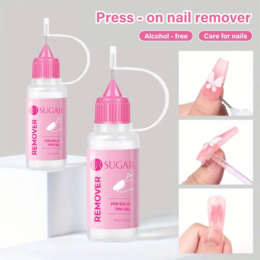 15ml usar tubo de agulha de unha removedor de esmalte sólido remendo cola uv geléia cola rápida removedor de esmalte suave e não irritante