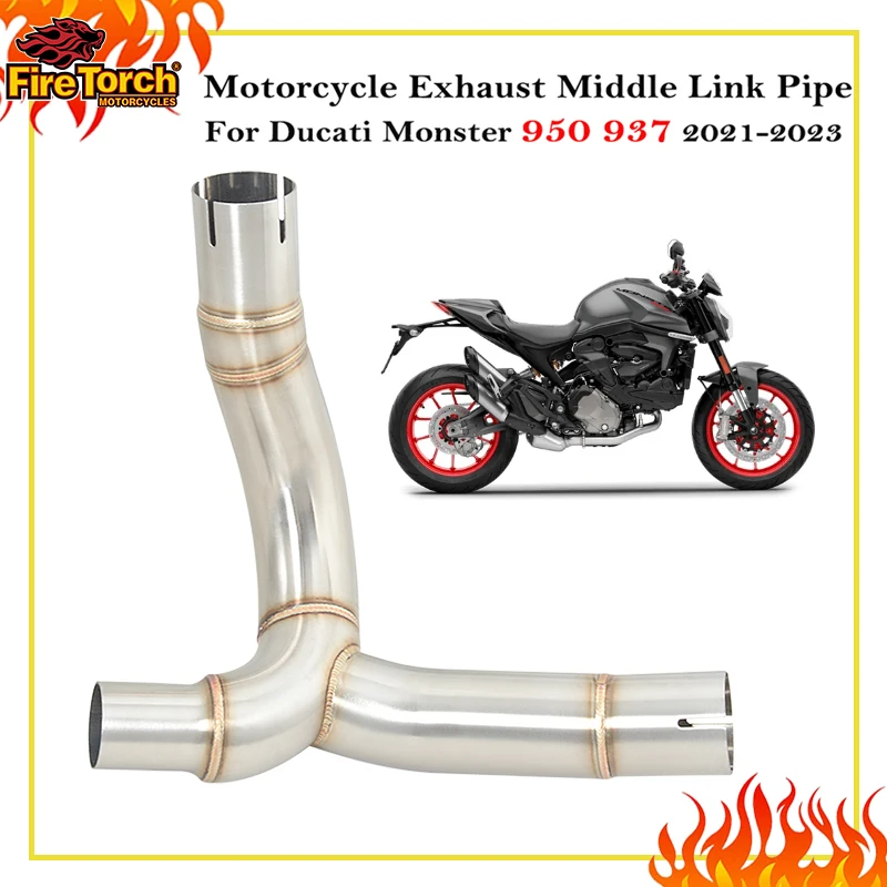 For Ducati Monster 950 937 2021 2022 2023 Motorcycle Exhaust Escape Systems Middle Link Pipe Stainless Steel Connection Original