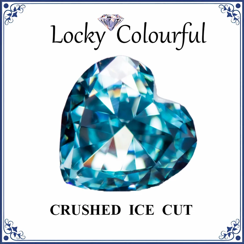 

Cubic Zirconia Crushed Ice Cut Heart Shape Aquamarine Color Charms Beads for Diy Jewelry Making Pendant Materials No Certificate