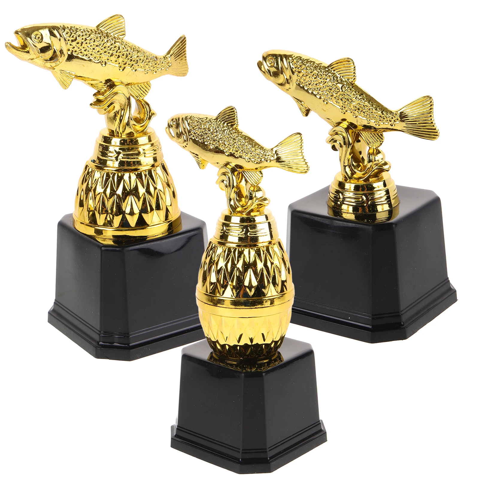 

3pcs Mini Trophy Cups Fishing Shaped Plastic Celebration Competition Award Kids Party Favor Toy Bright Color Winner Souvenir