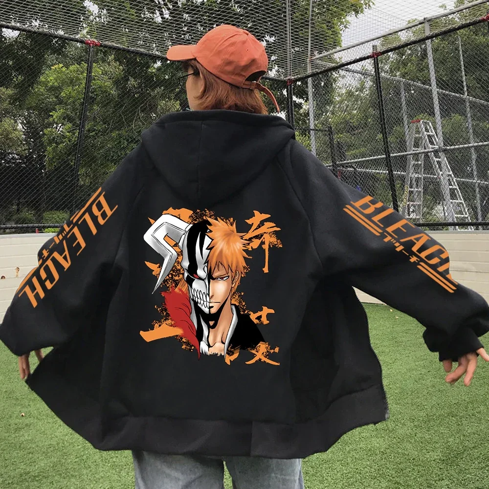 Bleach Urahara Hoodie Anime Print Streetwear Zipper Harajuku Hip Hop Pullovers Sweatshirts  Tracksuit Men  Zip Up Hoodie