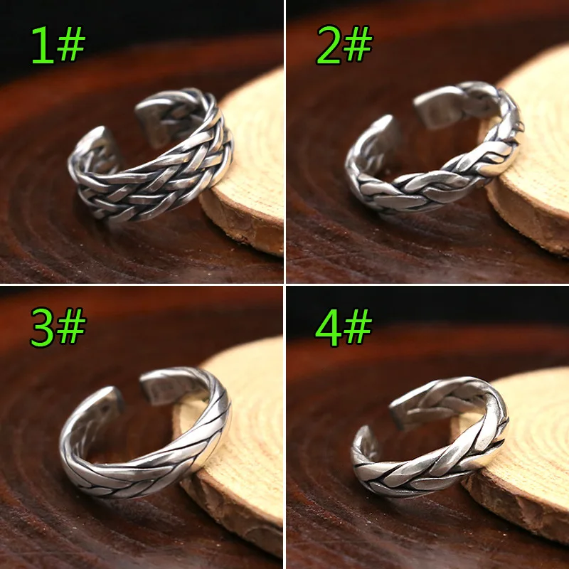 BOCAI New S925 Sterling Silver Jewelry Vintage Fashion Hand Woven Ring Selected Gifts For Men And Women
