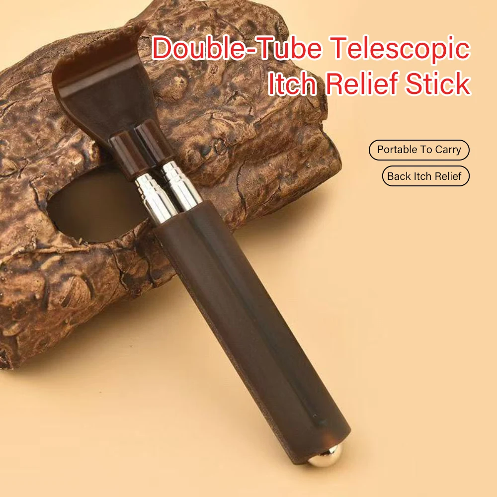 Double-Tube Retractable Scratcher Portable Telescopic Back Scratcher Itch Massage Tool Adjustable Double Pole Scratcher Gift