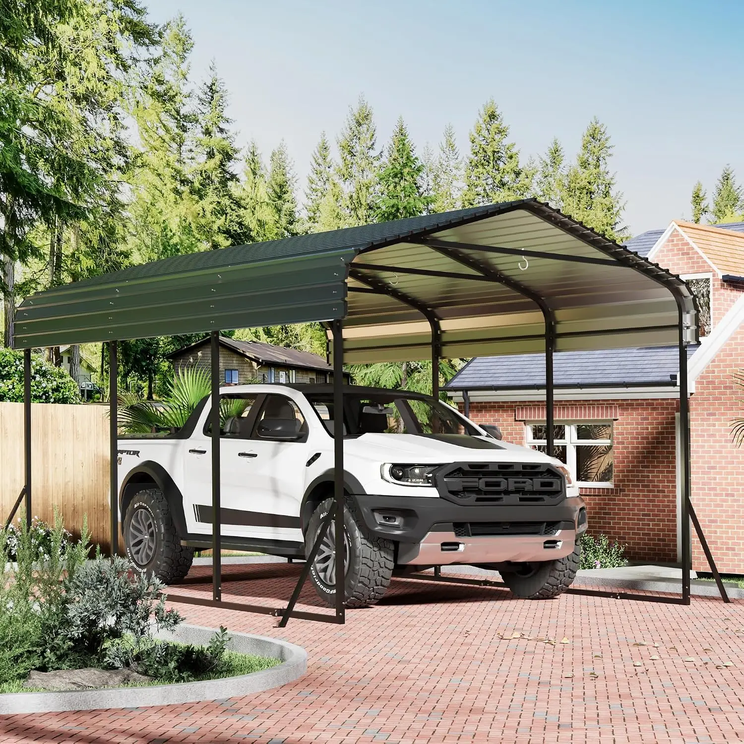 Heavy Duty Metal Carport with Galvanized Steel Roof, Multi-Use Outdoor Portable Shelter for Car Boat Pickup Tractor, Customized