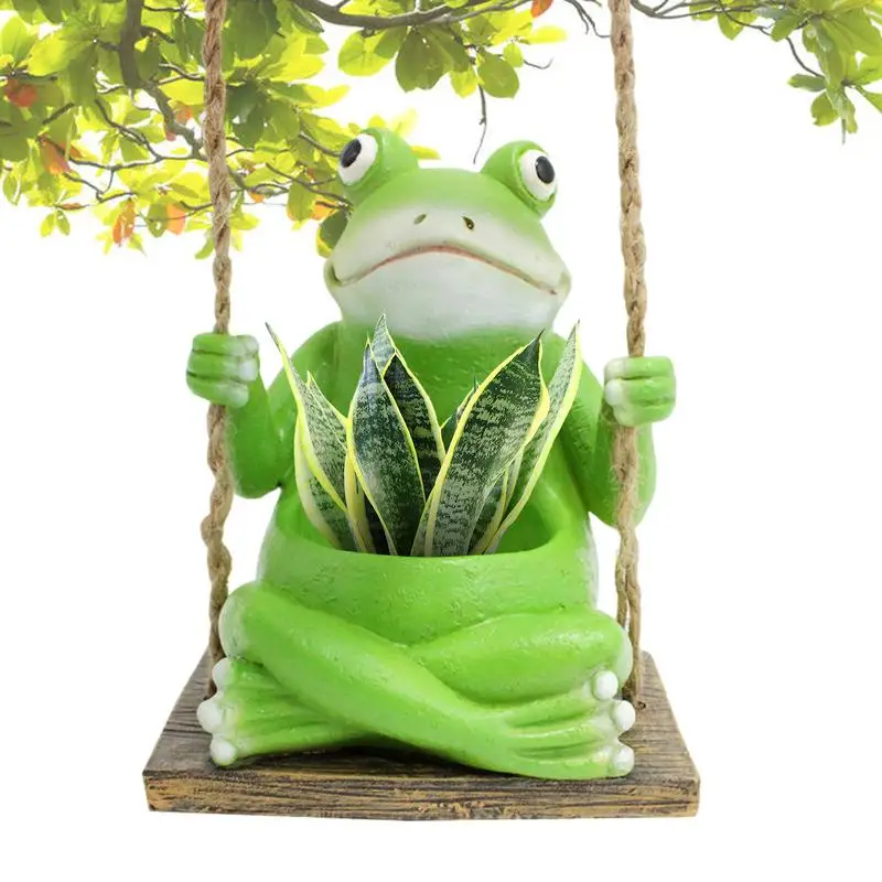 

Frog Hang Basket Planter Resin Succulent Frog Swing Planter Pots Animal Planters for Succulent Frog Swing Planter Arrangement