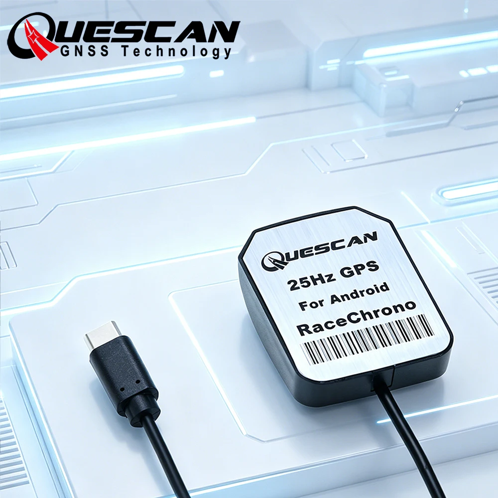 QUESCAN Android USB Type-C 25Hz Odbiornik GPS do RaceChrono GPS Galileo GLONASS BeiDou Karting Motorsport Pomiar Czasu Wyścigowego GPS 50Hz