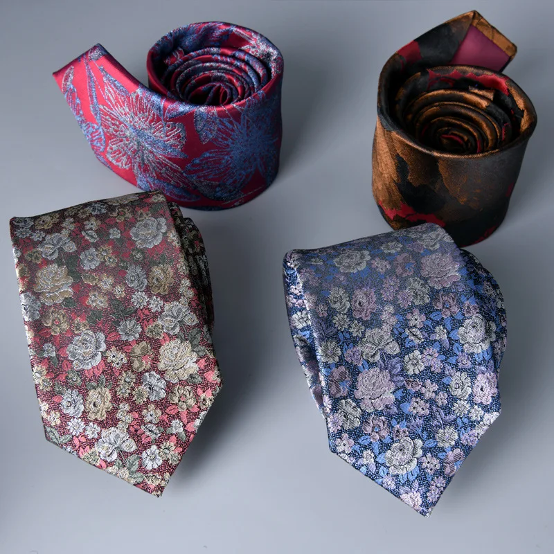 Cravatta 7CM Corbatas Para Hombre Business professionale abbigliamento formale Jacquard Retro sposo accessori da sposa cravatte per uomo