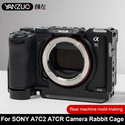 YANZUO 1/4 Hole Cameras Cage Quick Release Stabilizer Camera Metal Protective Frame for SONY A7C2 A7CR Camera Rabbit Cage Kit
