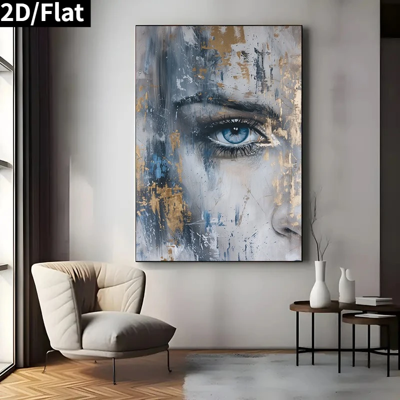 2D/Flat Large Modern Women Face Canvas Wall Art - Unframed Abstract Canvas Poster Wall Decor for Living Room and Bedroom Decor