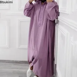 Túnica musulmana con capucha para hombre, ropa árabe islámica de Oriente Medio, bata holgada Vintage de manga larga con cordón, moda masculina 2024