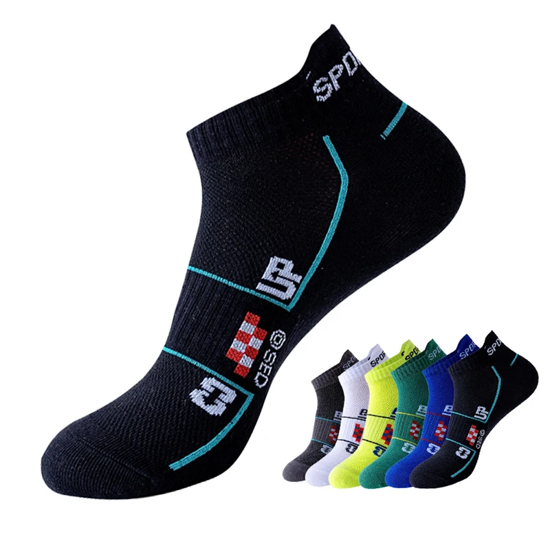 6 Pairs Men Ankle Socks Sport Cotton Mesh Breathable Deodorant Sweat-Absorbing Fitness Bike Outdoor Cycling Travel Boat Socks