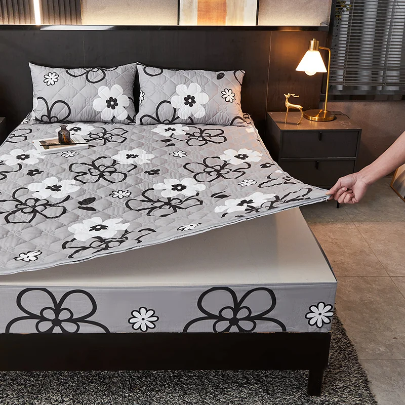 Quilted Printing Mattress Bed Cover With Zipper Six Sides All Inclusive Tatami Mattress Cover Sofa Bedspread Sheet Custom Size