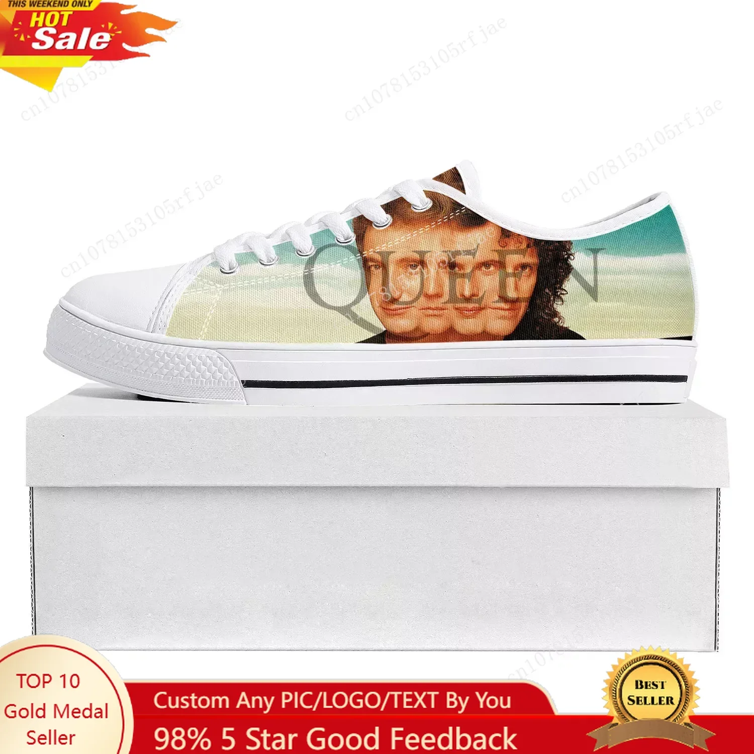 Queen Rock Band Fashion Low Top High Quality Sneakers Mens Womens Teenager Canvas Sneaker Casual Couple Shoe Custom Shoe White