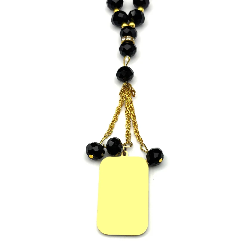 مسلم الإسلام القرآن الله بلورات ميدالية سيارة قلادة للنساء الرجال الفولاذ المقاوم للصدأ الذهب اللون هندسية العربية سلسلة مجوهرات #2