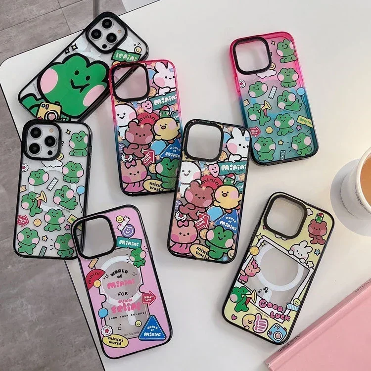 

Cartoon Cute Animal Magsafe Acrylic Phone Case Cover for iPhone 11 12 13 14 15 Pro Max Case for iPhone 15 Pro Max