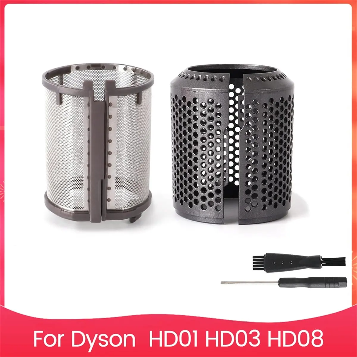 [A99U] Hair Dryer Inner Filter + Outer Filter Cage Replacement for HD01 HD03 HD08 Models C