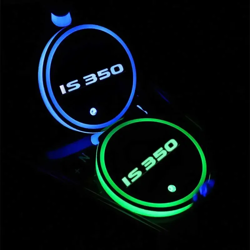 For IS350 Car LED Luminous Water Cup Holder Mat Colorful Ambience Light USB Charging Non-slip coaster