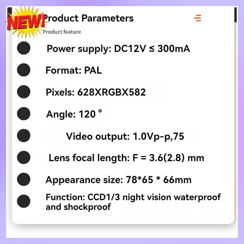 

T24C 1080P Car Camera Monitoring Reversing Camera Waterproof & Shock-Resistant Camera Passenger Car Monitoring Camera
